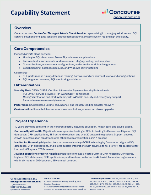 Concourse Capability Statement